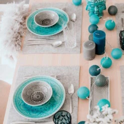 4x Teller Ø25cm SUMATRA In Türkis -Dekoration Verkäufe butlers 4x teller o25cm sumatra in turkis 4