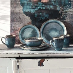 Bestseller -Dekoration Verkäufe butlers geschirr set 16 tlg hilda in dunkelblau 1